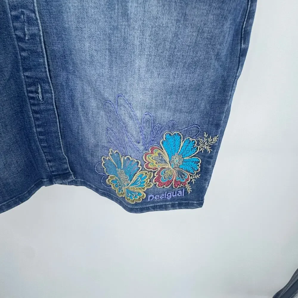 Desigual Women's Vest Xena Denim Mini Dress Short Sleeve Blue Size 40 /US 6 NWT_13
